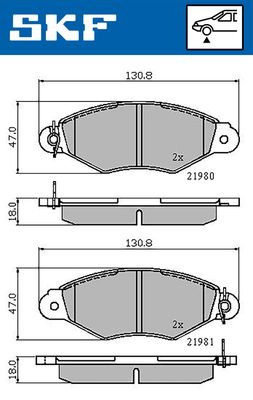 VKBP80212 SKF Комплект тормозных колодок, дисковый тормоз