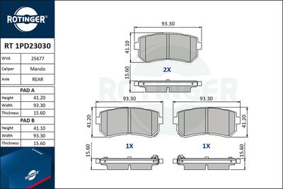 RT1PD23030 ROTINGER Комплект тормозных колодок, дисковый тормоз