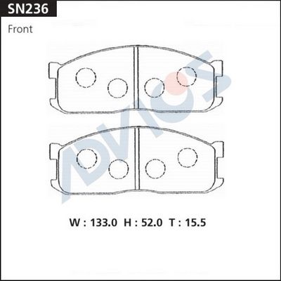 SN236 ADVICS Комплект тормозных колодок, дисковый тормоз