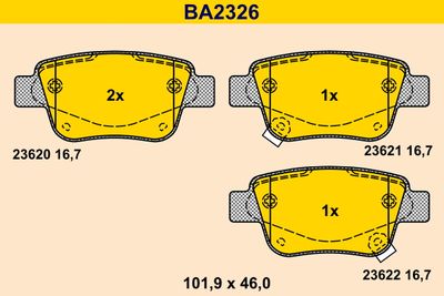 BA2326 BARUM Комплект тормозных колодок, дисковый тормоз
