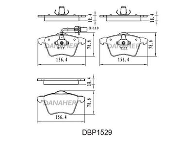 DBP1529 DANAHER Комплект тормозных колодок, дисковый тормоз