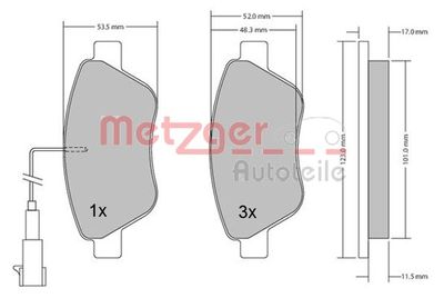 1170296 METZGER Комплект тормозных колодок, дисковый тормоз