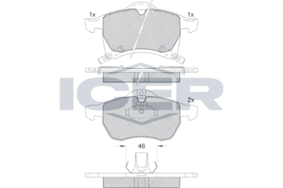 181248 ICER Комплект тормозных колодок, дисковый тормоз