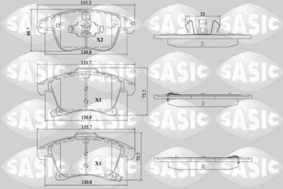 6216212 SASIC Комплект тормозных колодок, дисковый тормоз