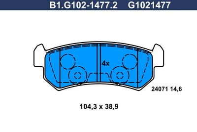 B1G10214772 GALFER Комплект тормозных колодок, дисковый тормоз
