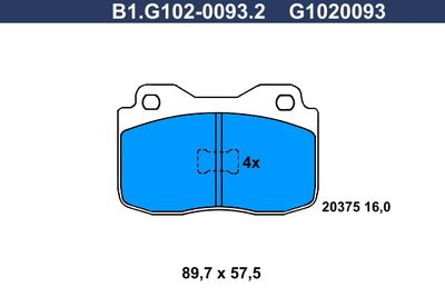 B1G10200932 GALFER Комплект тормозных колодок, дисковый тормоз