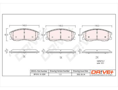 DP1010100259 Dr!ve+ Комплект тормозных колодок, дисковый тормоз