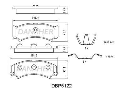 DBP5122 DANAHER Комплект тормозных колодок, дисковый тормоз