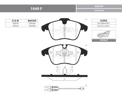 1049F GOODWILL Комплект тормозных колодок, дисковый тормоз