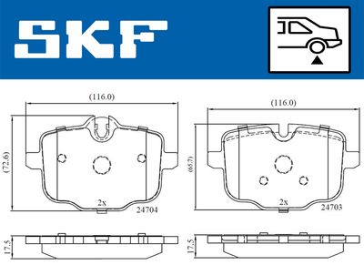 VKBP90366 SKF Комплект тормозных колодок, дисковый тормоз