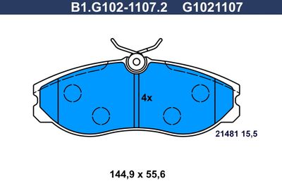 B1G10211072 GALFER Комплект тормозных колодок, дисковый тормоз