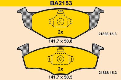 BA2153 BARUM Комплект тормозных колодок, дисковый тормоз