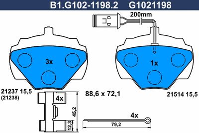 B1G10211982 GALFER Комплект тормозных колодок, дисковый тормоз