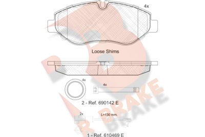 RB1832203 R BRAKE Комплект тормозных колодок, дисковый тормоз