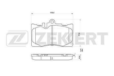 BS1032 ZEKKERT Комплект тормозных колодок, дисковый тормоз