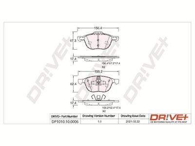 DP1010100006 Dr!ve+ Комплект тормозных колодок, дисковый тормоз