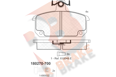 RB0270700 R BRAKE Комплект тормозных колодок, дисковый тормоз