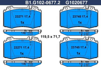 B1G10206772 GALFER Комплект тормозных колодок, дисковый тормоз