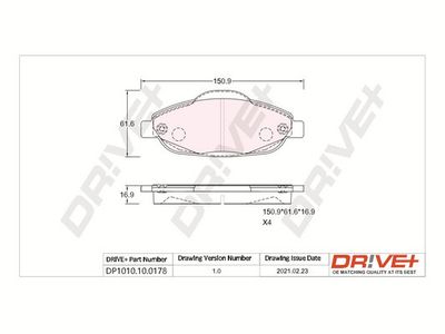 DP1010100178 Dr!ve+ Комплект тормозных колодок, дисковый тормоз