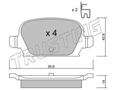 5570 TRUSTING Комплект тормозных колодок, дисковый тормоз