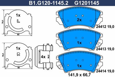 B1G12011452 GALFER Комплект тормозных колодок, дисковый тормоз