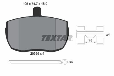 2035908 TEXTAR Комплект тормозных колодок, дисковый тормоз
