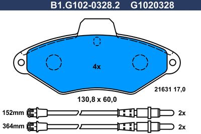 B1G10203282 GALFER Комплект тормозных колодок, дисковый тормоз