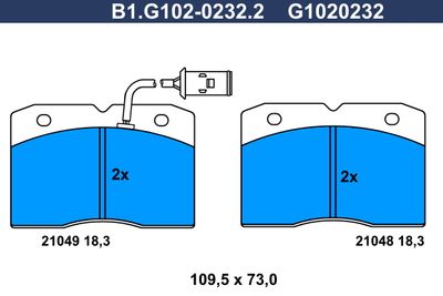 B1G10202322 GALFER Комплект тормозных колодок, дисковый тормоз