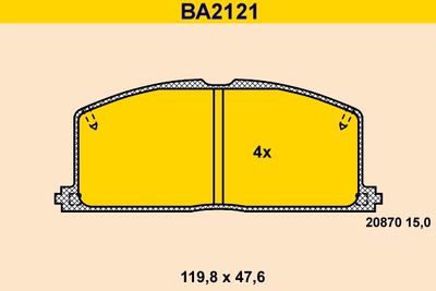 BA2121 BARUM Комплект тормозных колодок, дисковый тормоз