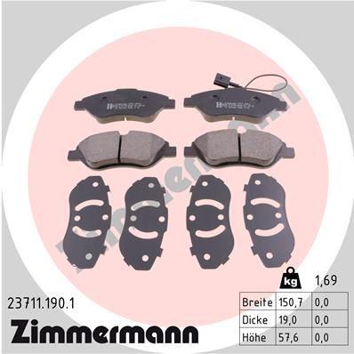 237111901 ZIMMERMANN Комплект тормозных колодок, дисковый тормоз