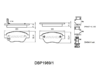 DBP19891 DANAHER Комплект тормозных колодок, дисковый тормоз