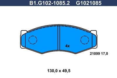 B1G10210852 GALFER Комплект тормозных колодок, дисковый тормоз