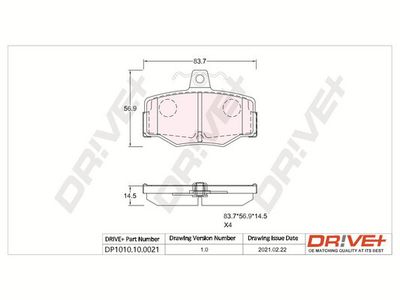 DP1010100021 Dr!ve+ Комплект тормозных колодок, дисковый тормоз