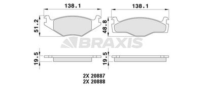 AA0065 BRAXIS Комплект тормозных колодок, дисковый тормоз