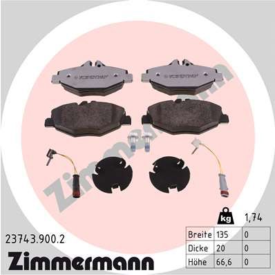 237439002 ZIMMERMANN Комплект тормозных колодок, дисковый тормоз