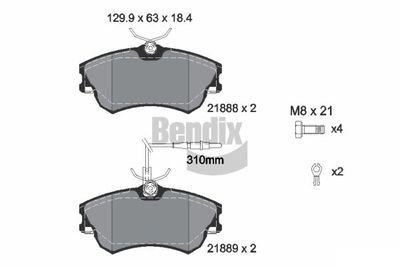 BPD1491 BENDIX Braking Комплект тормозных колодок, дисковый тормоз