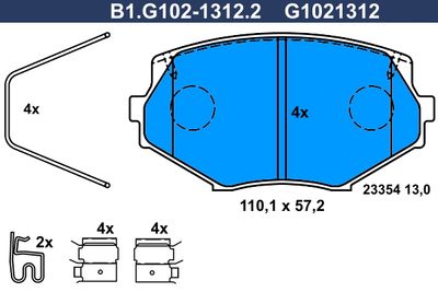 B1G10213122 GALFER Комплект тормозных колодок, дисковый тормоз