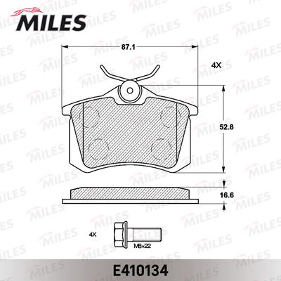 E410134 MILES Комплект тормозных колодок, дисковый тормоз