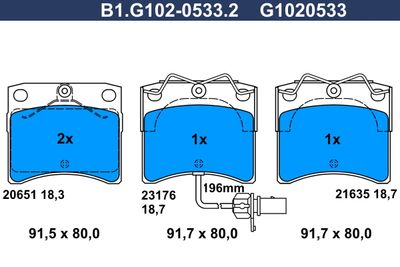 B1G10205332 GALFER Комплект тормозных колодок, дисковый тормоз