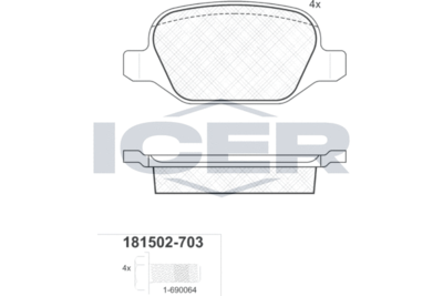 181502703 ICER Комплект тормозных колодок, дисковый тормоз