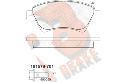 RB1579701 R BRAKE Комплект тормозных колодок, дисковый тормоз