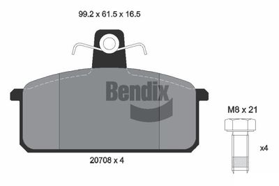 BPD1721 BENDIX Braking Комплект тормозных колодок, дисковый тормоз