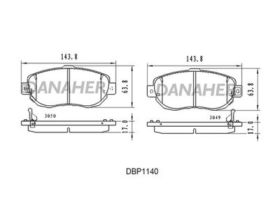 DBP1140 DANAHER Комплект тормозных колодок, дисковый тормоз