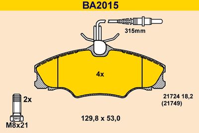 BA2015 BARUM Комплект тормозных колодок, дисковый тормоз