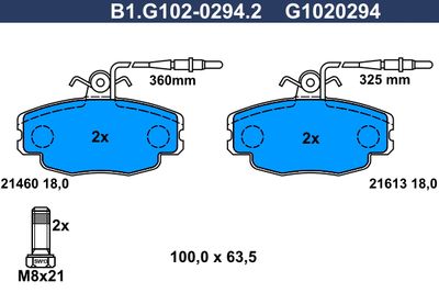 B1G10202942 GALFER Комплект тормозных колодок, дисковый тормоз