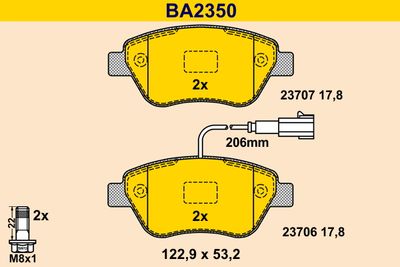 BA2350 BARUM Комплект тормозных колодок, дисковый тормоз
