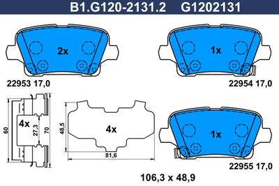B1G12021312 GALFER Комплект тормозных колодок, дисковый тормоз