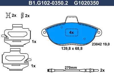 B1G10203502 GALFER Комплект тормозных колодок, дисковый тормоз