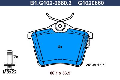 B1G10206602 GALFER Комплект тормозных колодок, дисковый тормоз