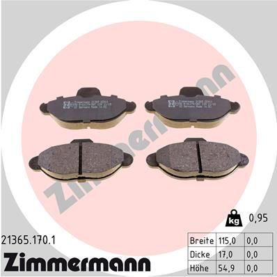 213651701 ZIMMERMANN Комплект тормозных колодок, дисковый тормоз